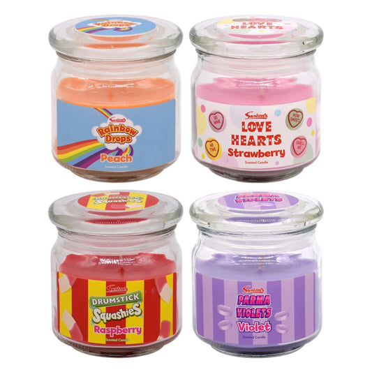 4x Swizzels Medium Glass Jar Scented Candle Mix 227g