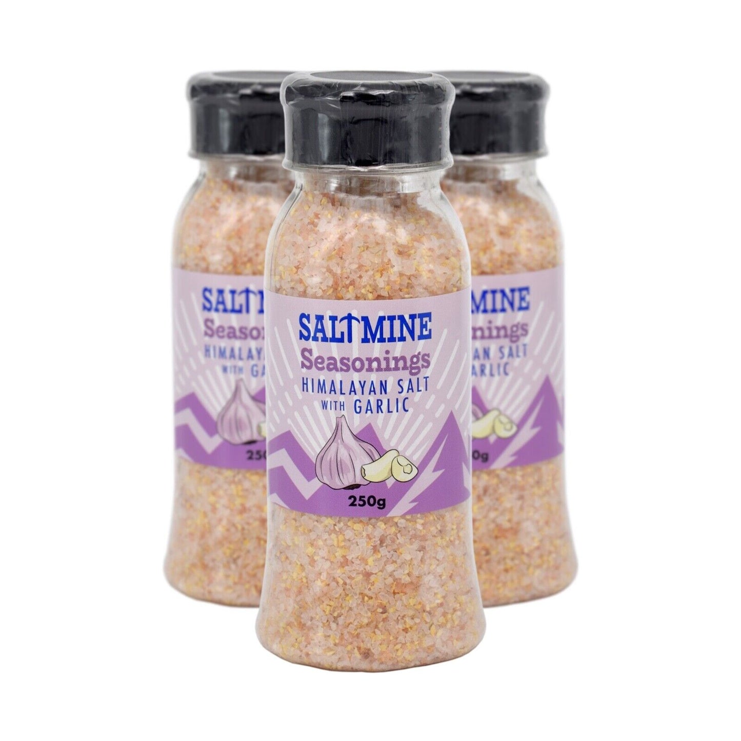 3x Saltmine Seasoning Himalayan Salt with Garlic (3 x 250g)