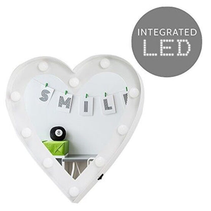 Modern Decorative LED Battery Operated Illuminated Heart Design Mirror Light