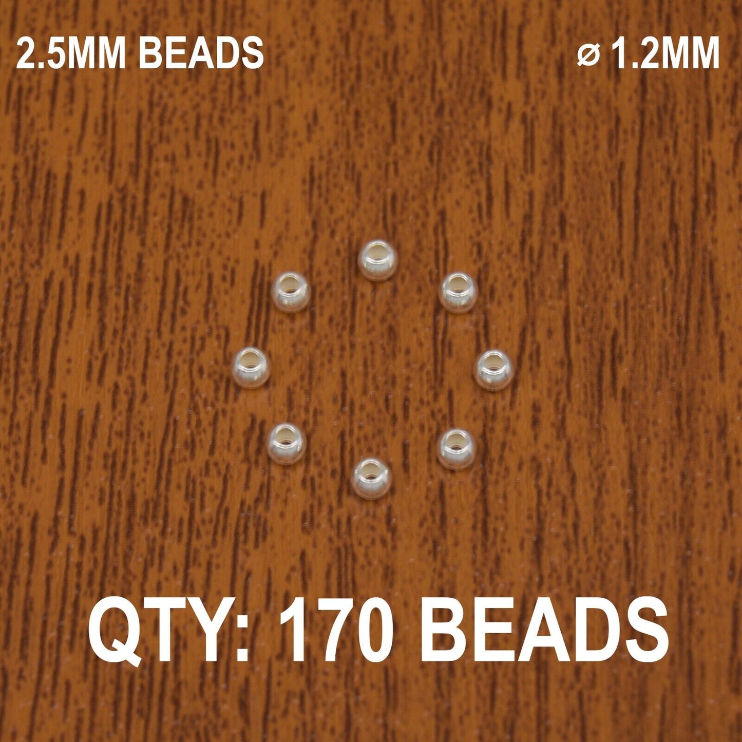 170x Sterling Silver .925 Round Spacer Beads 2.5MM ⌀ 1.2MM