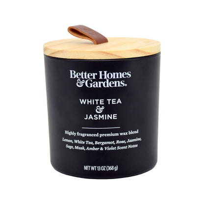 3x Better Homes & Garden White Tea & Jasmine Wooden Wick Ceramic Candle Jar 368g