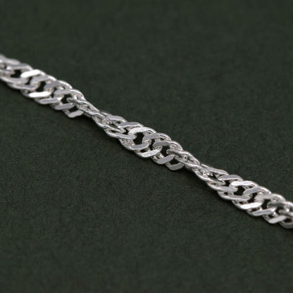 Genuine 925 Sterling Silver 10" Singapore Chain Anklet With Feather Pendant