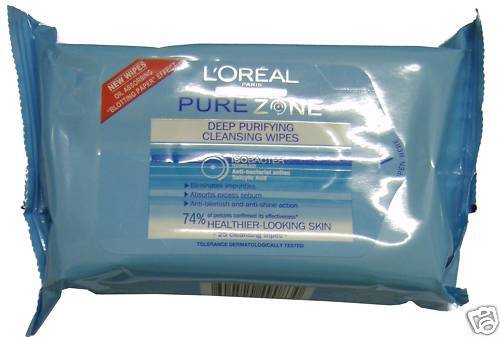 L'Oreal Pure Zone Deep Purifying Cleansing Wipes 25 Pack