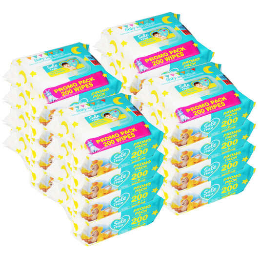 16 Packs of Sole Mio Extra-Soft Baby Wipes, 200 Wipes/Pack - 3200 Wipes in Total