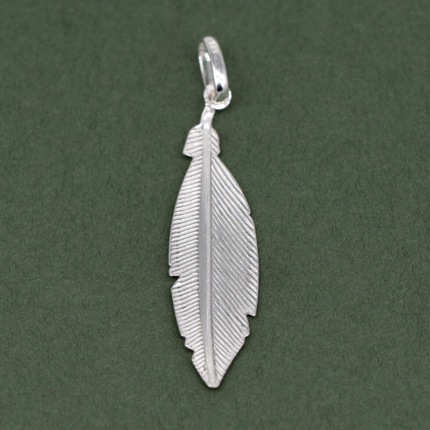 Genuine 925 Sterling Silver Feather Pendant Accessory