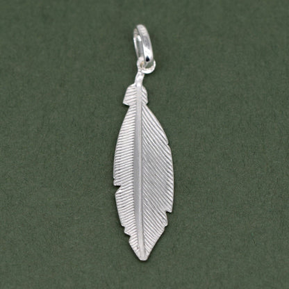 Genuine 925 Sterling Silver Feather Pendant Accessory