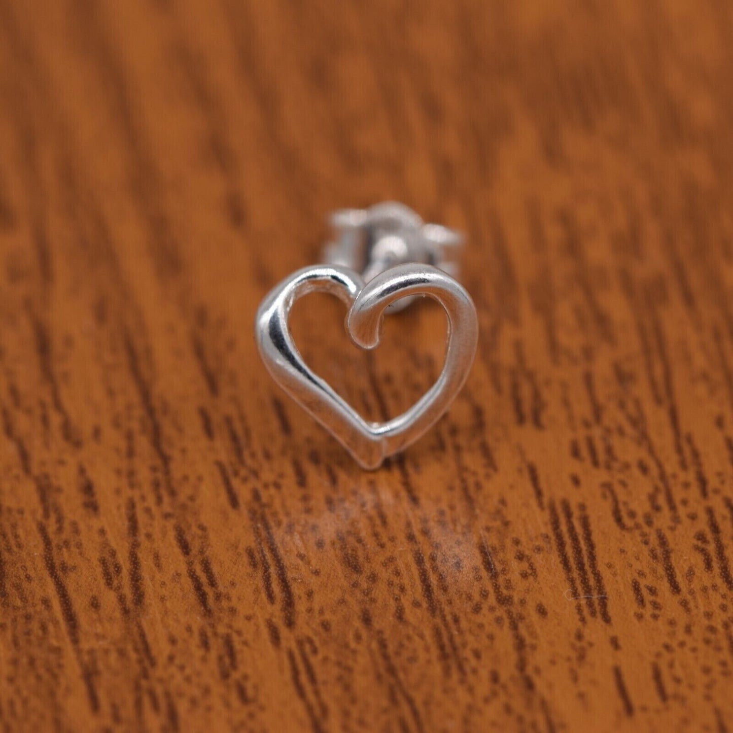 Genuine 925 Sterling Silver Open Heart Studs/Earrings