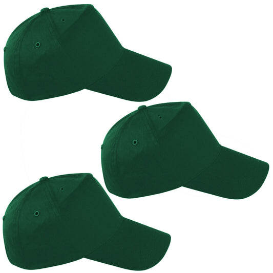 3x Mens Womens 100% Cotton Adjustable Royal Green Rapper Cap Peak Sport Summer