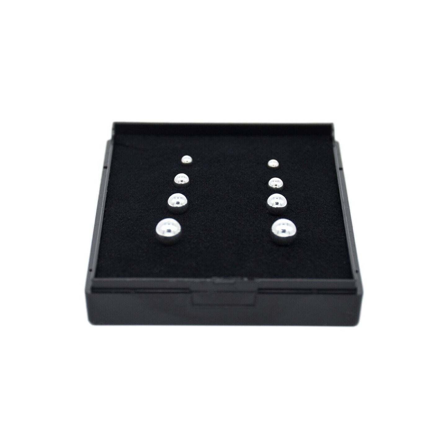Genuine 925 Sterling Silver 3, 4, 5 & 6mm Polished Studs/Earrings In Gift Box