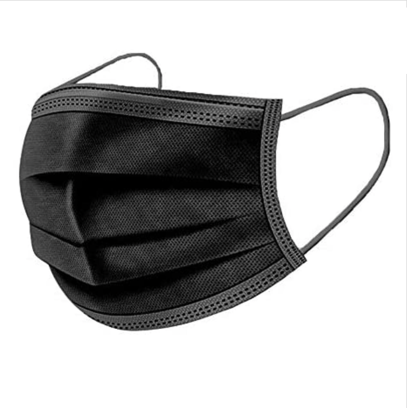 50x Disposable Face Masks Black 3PLY Soft Mask Breathable Mouth Cover Guard