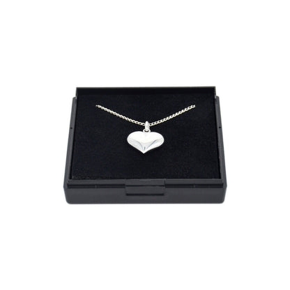 Genuine 925 Sterling Silver Puffed Heart Necklace In Gift Box