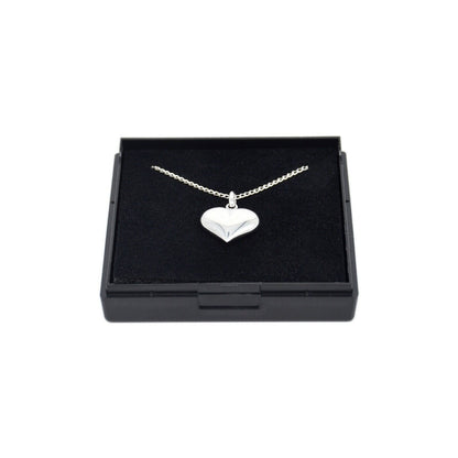 Genuine 925 Sterling Silver Puffed Heart Necklace In Gift Box