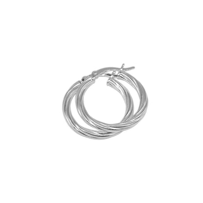 Genuine 925 Sterling Silver Creole Style Twisted Hoop Earring 22mm