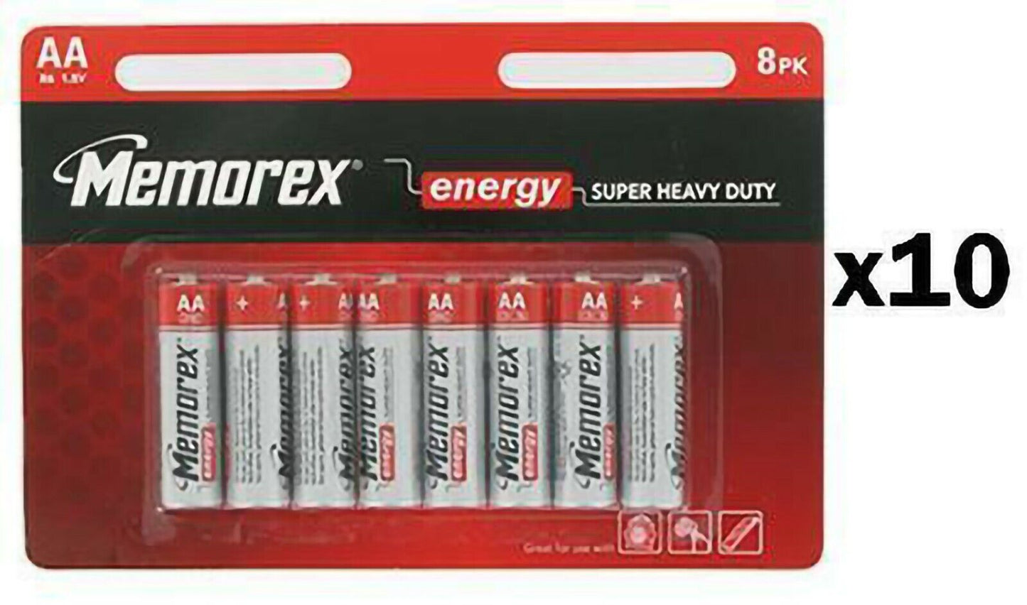 10 x 8 AA Memorex energy Super Heavy Duty Batteries