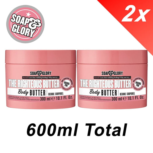 2x Soap & Glory The Righteous Butter Rose & Bergamot Scent - 300ml Body Butter