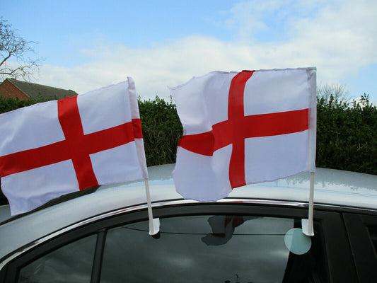 2x St Georges England Car Flags Football Rugby Olympics Sport Event