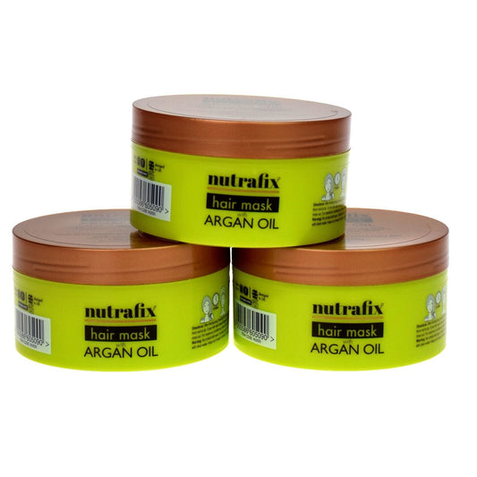 3 x Nutrafix Argan Oil Hair Mask for Damaged Dry Hair, Soft & Silky Hair Growth