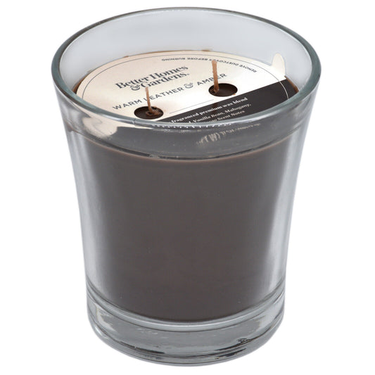 Better Homes & Garden Warm Leather & Amber Double Wick Large Candle Jar 481g