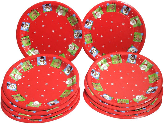 New 10 Duni Snowman Santa & Raindeer - Christmas Print Disposable Paper Plates