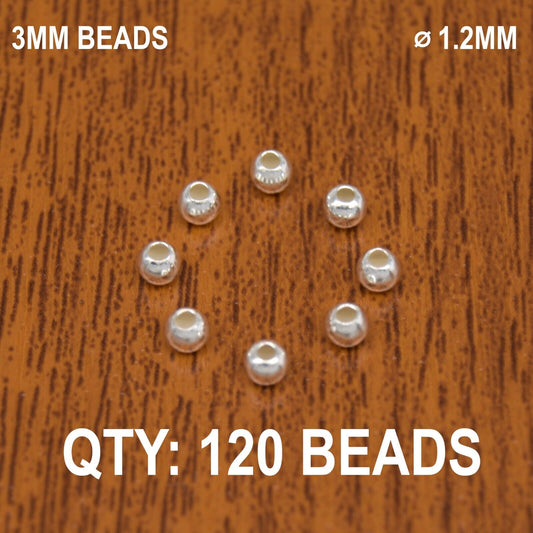 120x Sterling Silver .925 Round Spacer Beads 3MM ⌀ 1.2MM