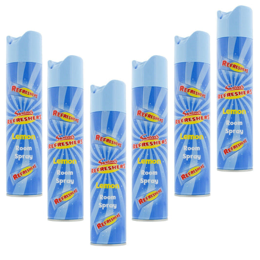 6x SWIZZELS REFRESHERS LEMON AIR FRESHENER ROOM SPRAY 300ml