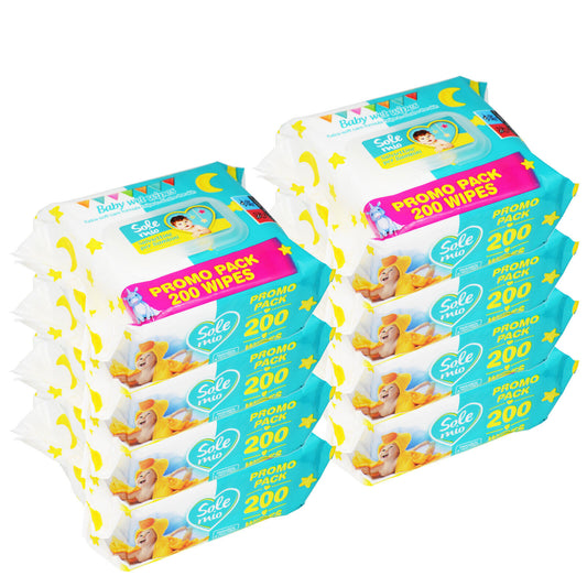8 Packs of Sole Mio Extra-Soft Baby Wipes, 200 Wipes/Pack (1,600 Wipes in Total)