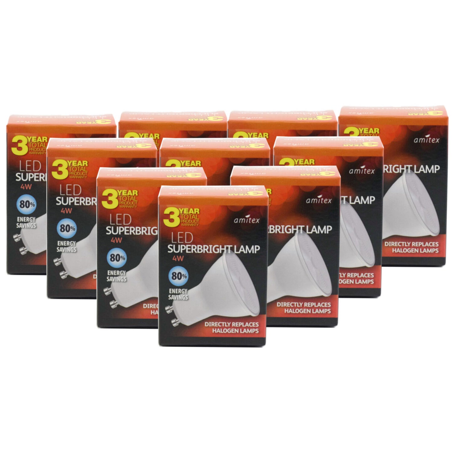 Amitex AX249 Super bright Lamp 4W GU10  Warm White 10 Pack