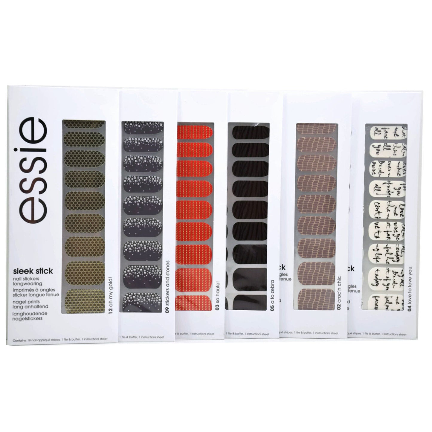 6x Essie Sleek Stick Nail Stickers Art Assortment (1 Pack Each)