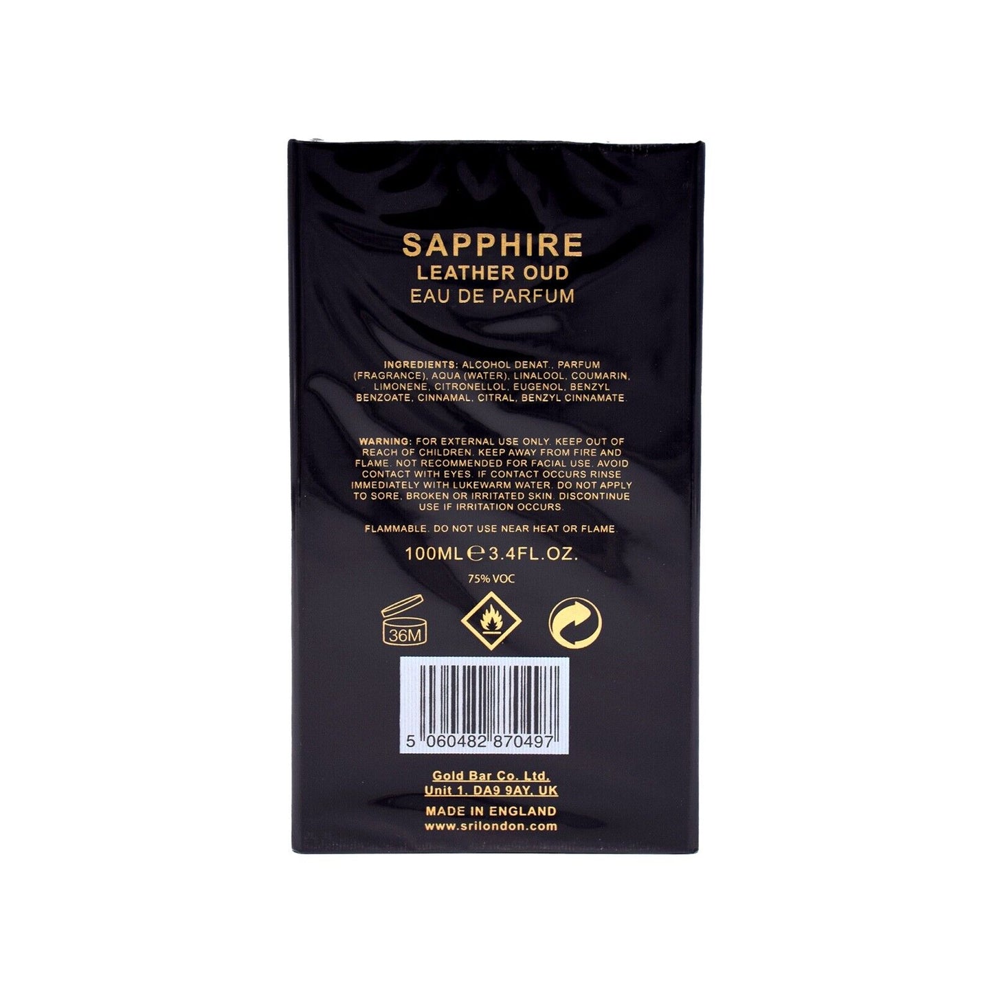 Sri London Sapphire Leather Oud Eau De Parfum for Men Fragrance Spray 100ML