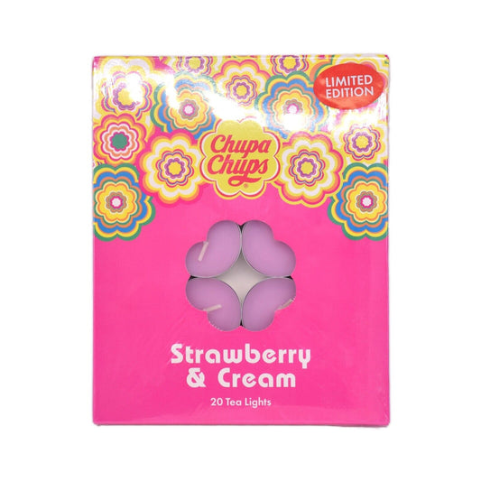 20 Chupa Chups Strawberry & Cream Scented Tea Lights