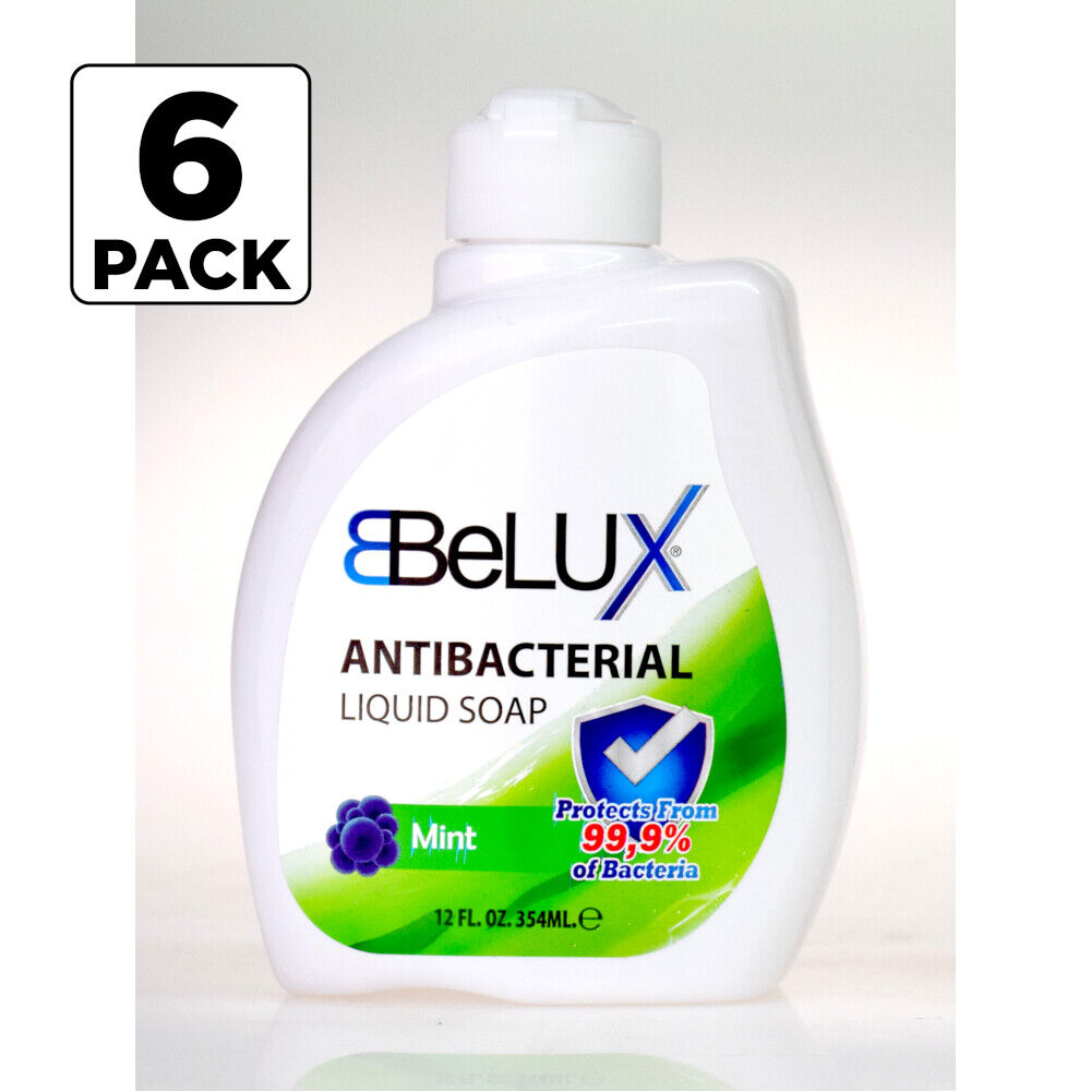 6 x BELUX Hand Wash MINT Liquid Soap Kills 99.9% Germ ANTI-BACTERIA 354ml 6 PACK
