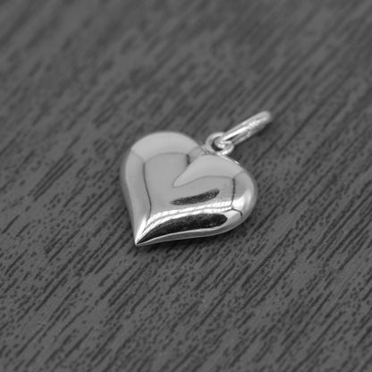 Genuine 925 Sterling Silver Puffed Heart Pendant