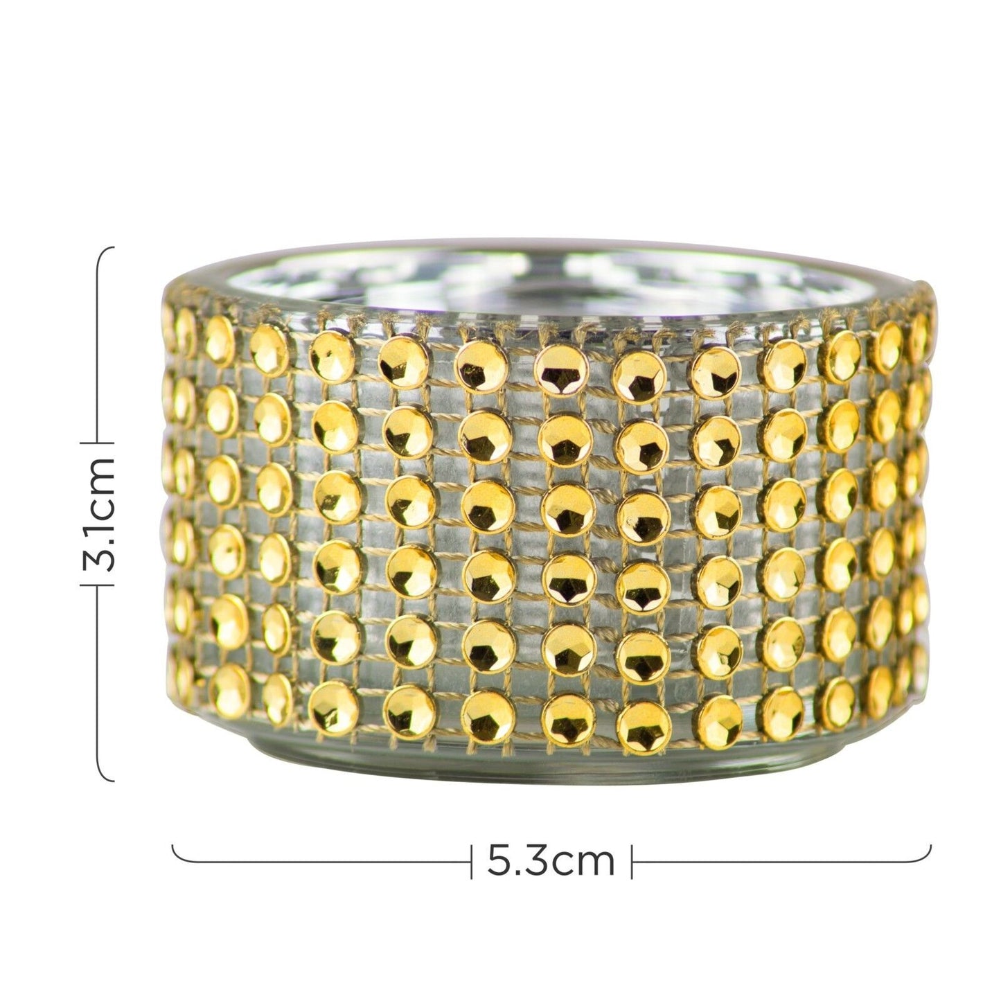 Pack of 4 - Decorative Gold Diamante Jewelled Tea light Candle Holders