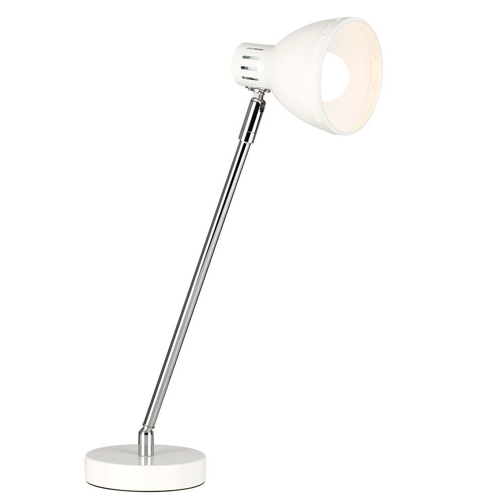 Retro Style Silver Chrome Gloss Cream Metal Domed Head Adjustable Desk Lamp