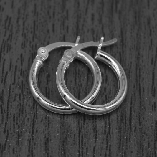 Genuine 925 Sterling Silver Creole Style Hoop Earrings 14mm