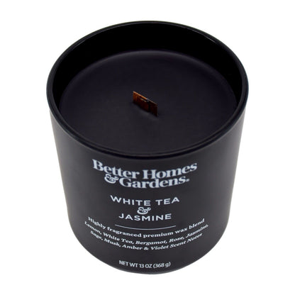 Better Homes & Garden White Tea & Jasmine Wooden Wick Ceramic Candle Jar 368g