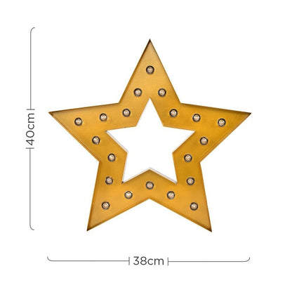 Modern LED Battery Operated / MAINS Powered Gold Star Silhouette Shaped Decorati