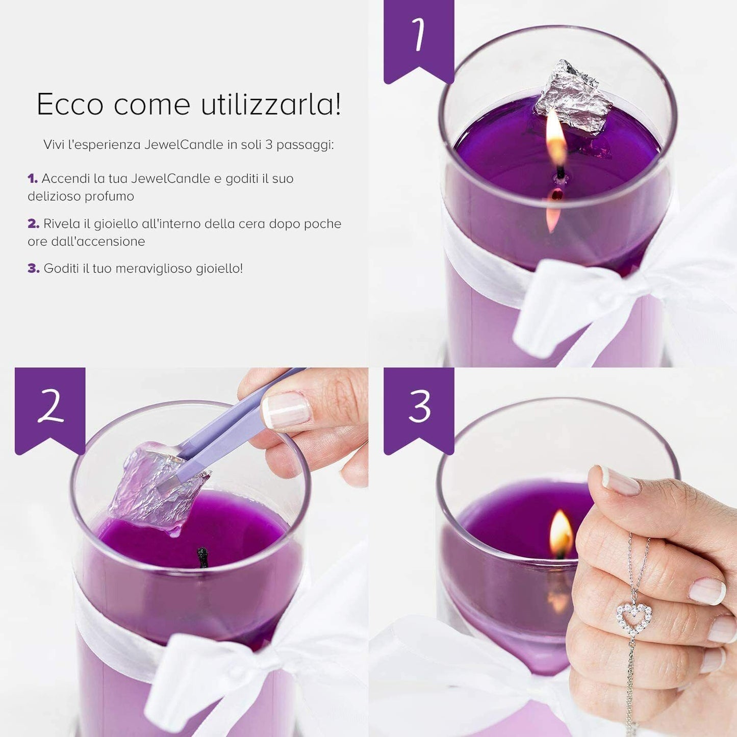 Jewelcandle Cuddle Scented Big Glass Candle with Surprise Stainless Sliver Ring
