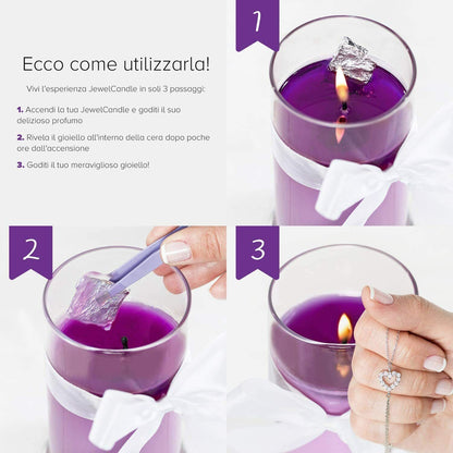 Jewelcandle Cuddle Scented Big Glass Candle with Surprise Stainless Sliver Ring