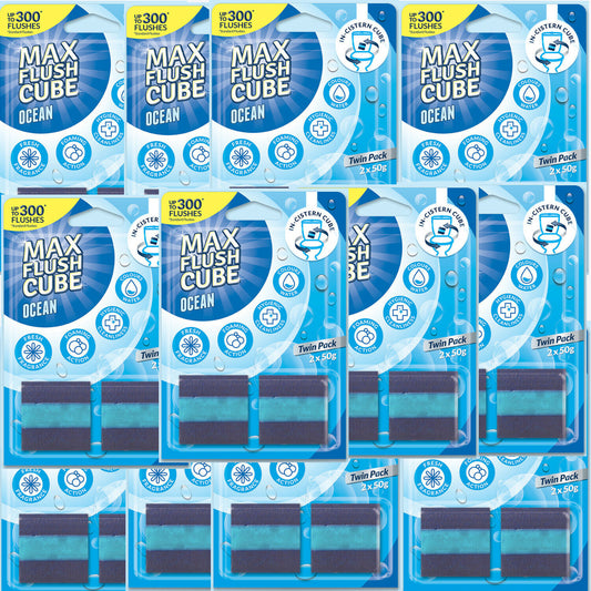 12x Max Flush Cube Ocean In-Cistern Cube Toilet Cleaner (Twin Pack 2x 50g)