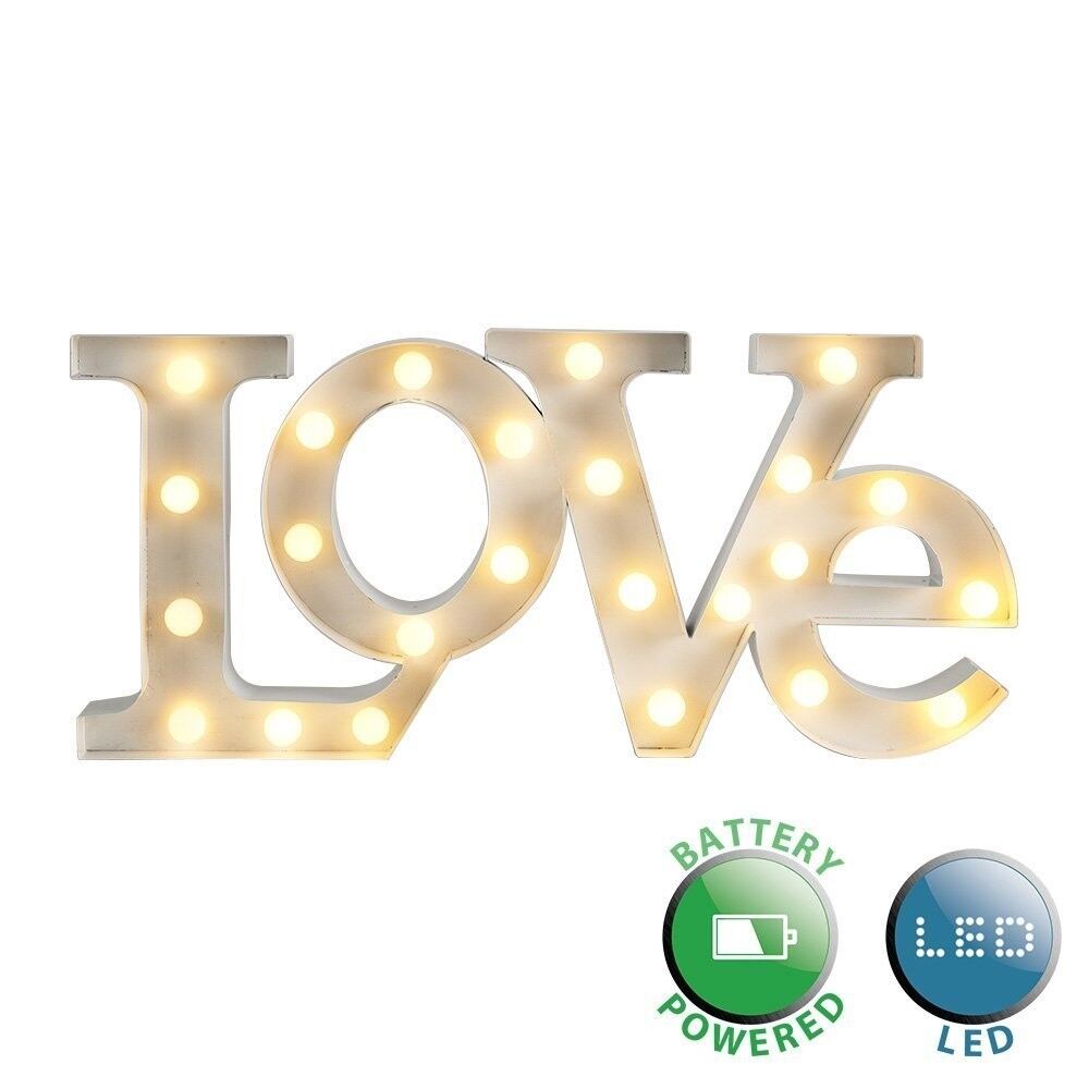 Contemporary Warm White 24 LED Battery Operated LOVE Shaped Decorative Wal Light