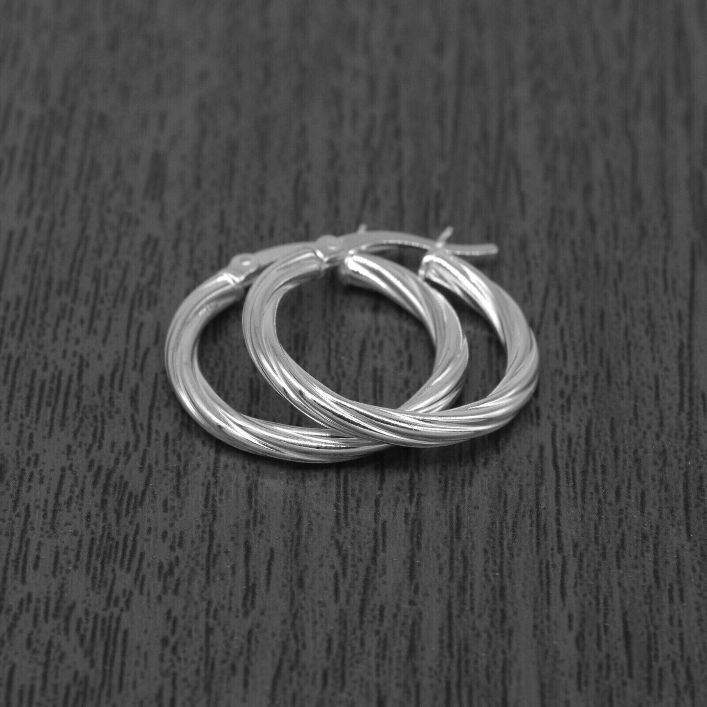 Genuine 925 Sterling Silver Creole Style Twisted Hoop Earring 22mm