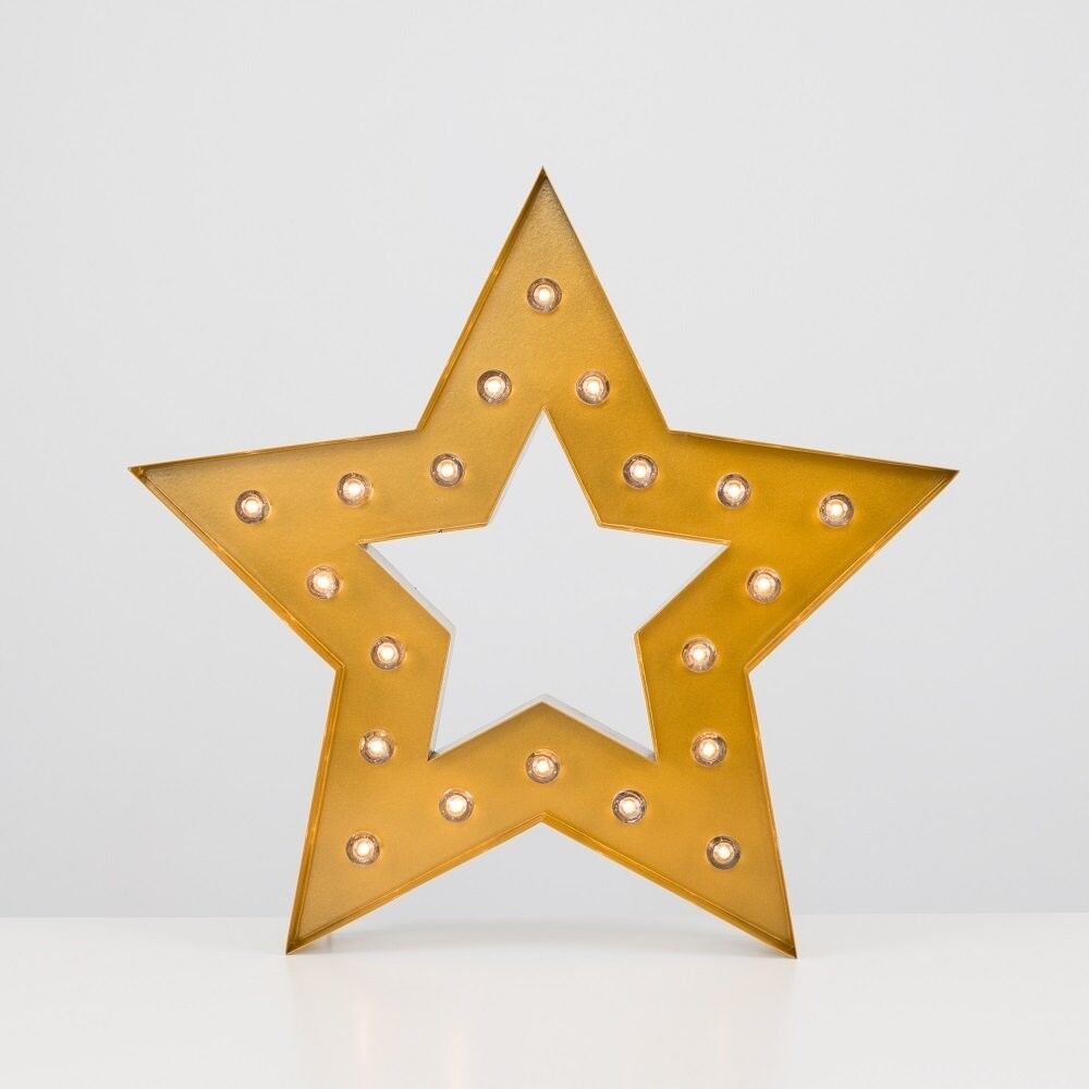 Modern LED Battery Operated / MAINS Powered Gold Star Silhouette Shaped Decorati