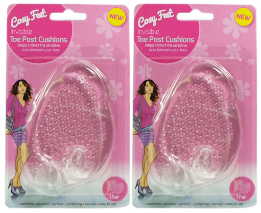 2x Pairs Cosy Feet Invisible Toe Post Cushions