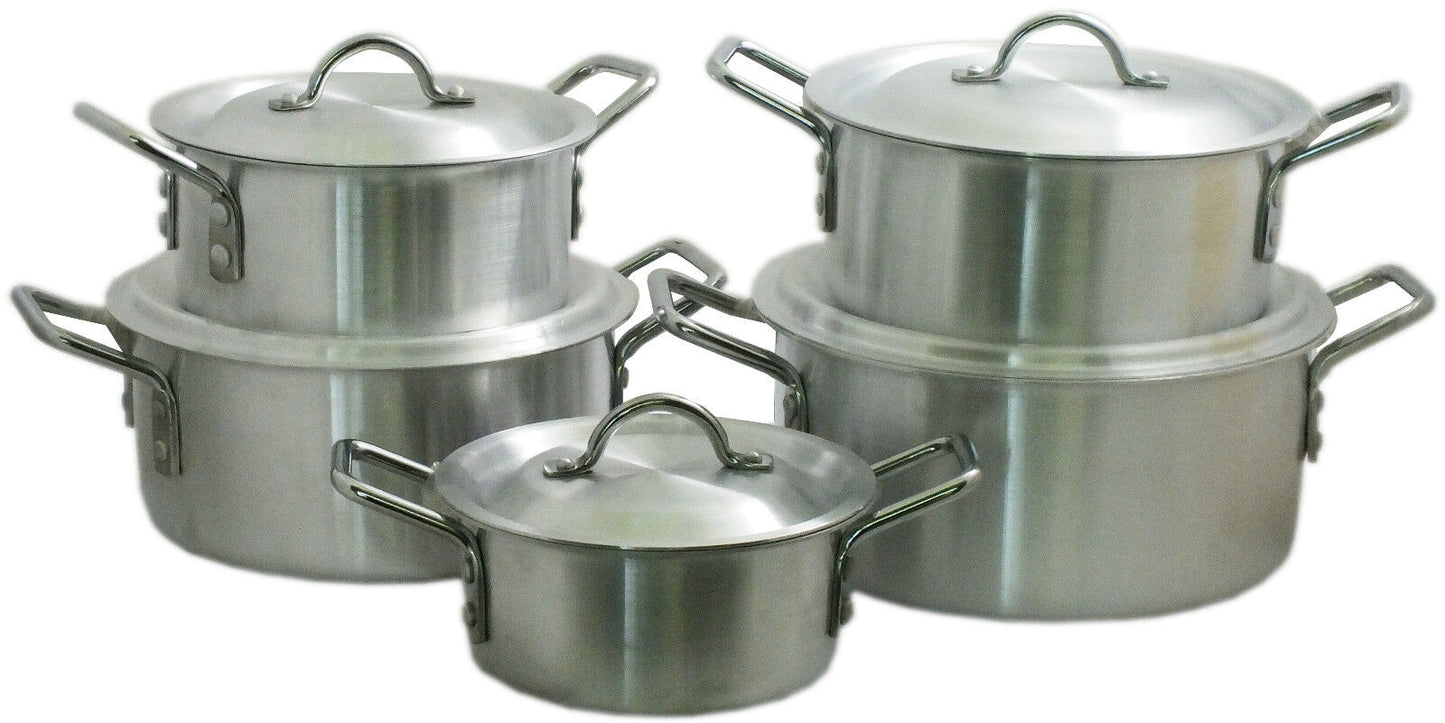 5 Piece Aluminium Cooking Set with Lids